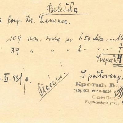 Fabrika soda vode V. Krstića iz 1931.